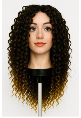 Kvalitní dámská paruka - kudrnatá- černá s ombré